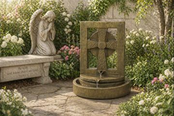 Celtic Cross Concrete Water Fountain